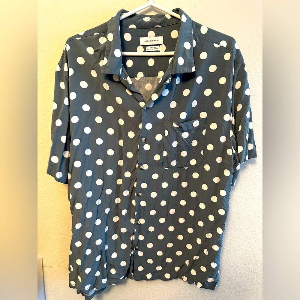 Urban Outfitters Polka Dot Short Sleeve Button Down Shirt
